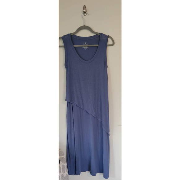 Cuddleduds Dresses & Skirts - Cuddleduds Tiered Assymetrical Blue Dress Small